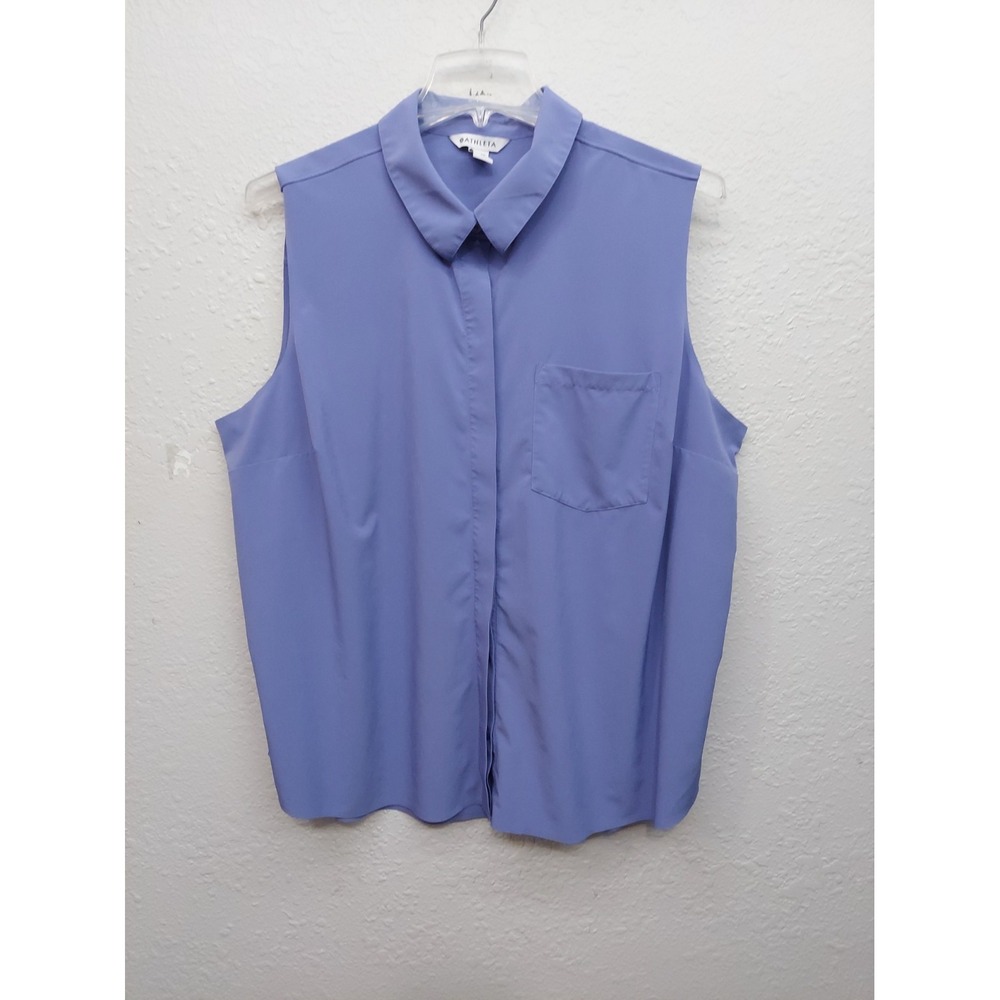 Athleta Everlasting Tank Top Womens 2X Purple Sleeveless Button Up Collared